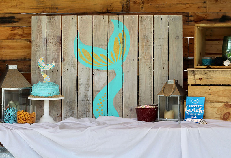 Working With Large Scale Projects Mermaid tail pallet sign for a mermaid party