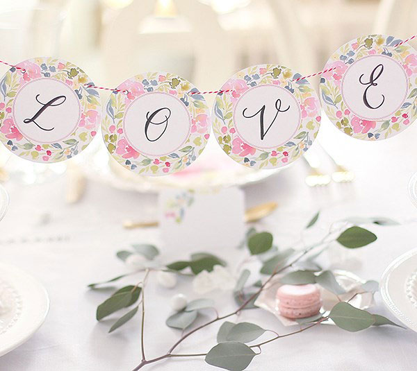 Floral LOVE Banner Wedding Banner