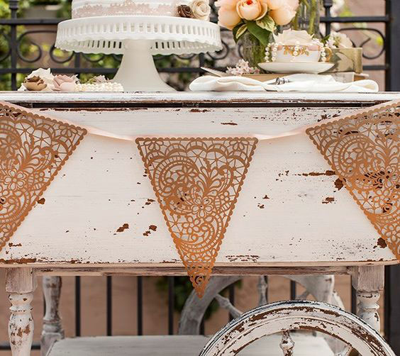 Lace Pennant Banner Wedding Banner