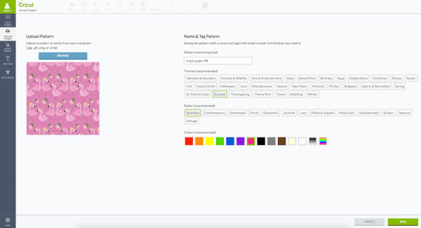 2: Name and Tag Your Pattern Name and tag your uploaded text in Design Space