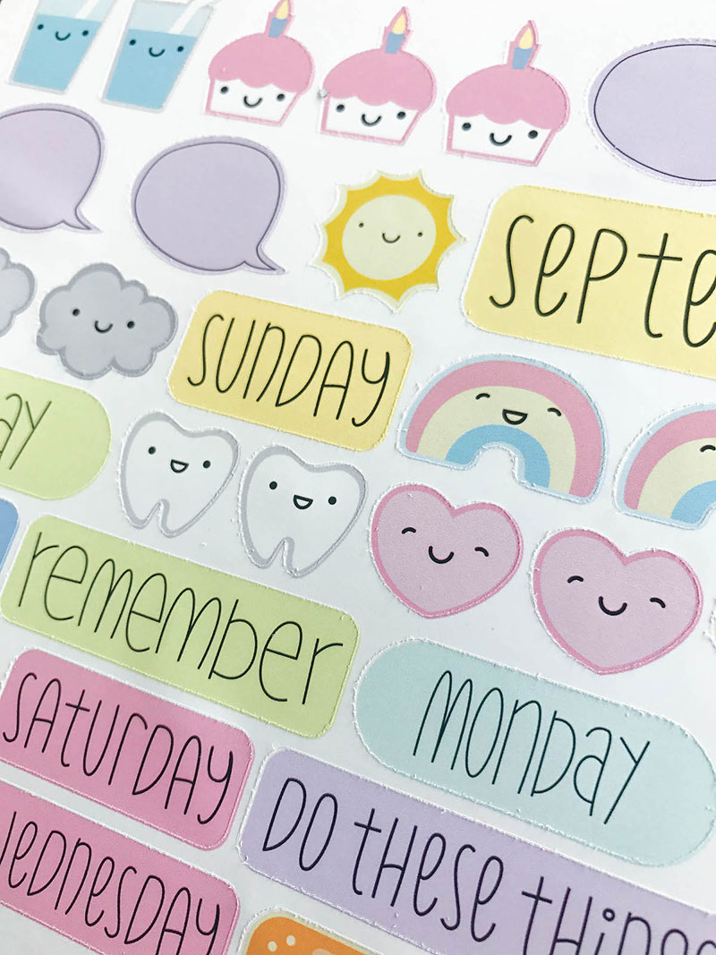Make Your Own Planner Stickers With Printable Vinyl Closeup of the cut lines on planner stickers