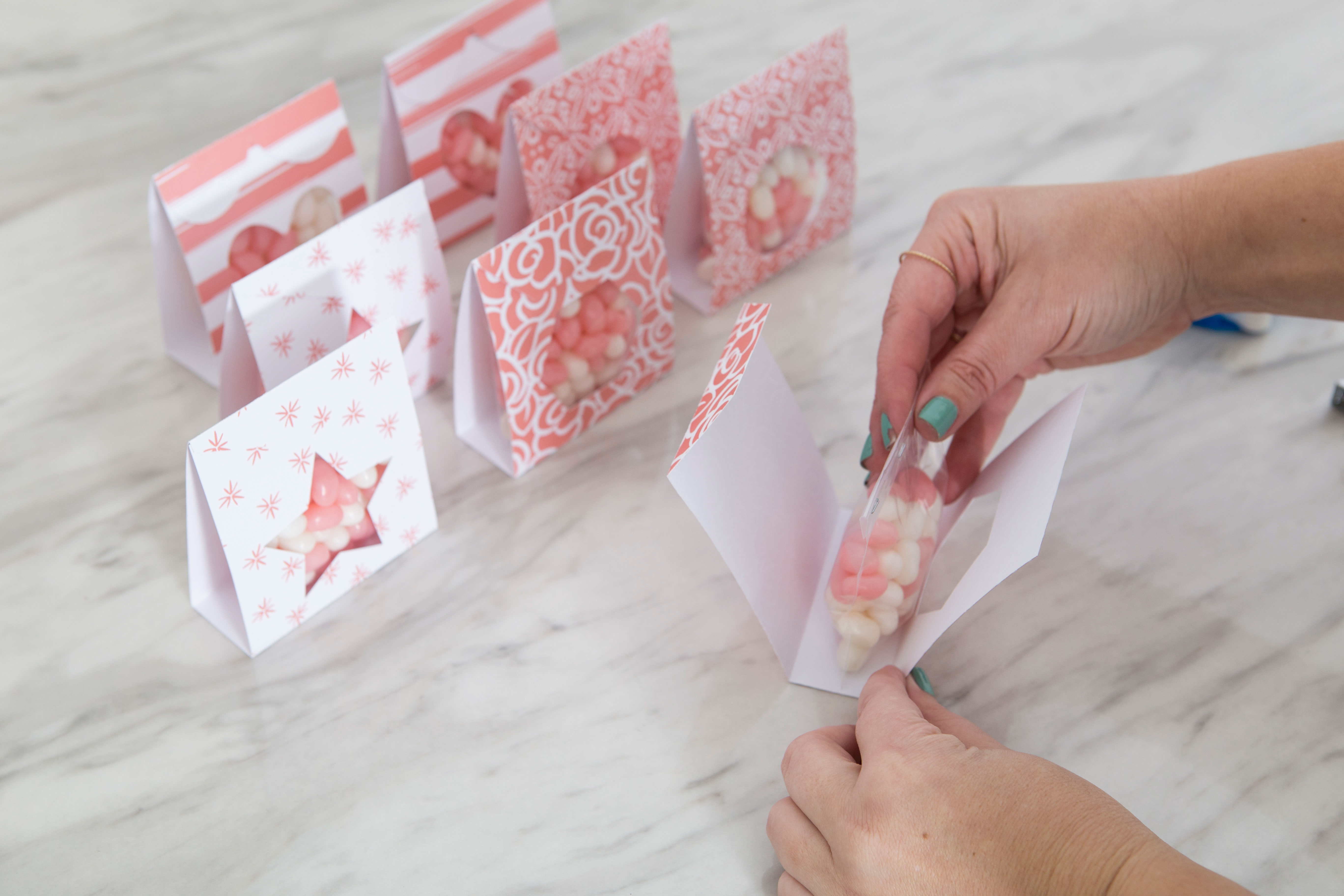 . Put the candy pouches together