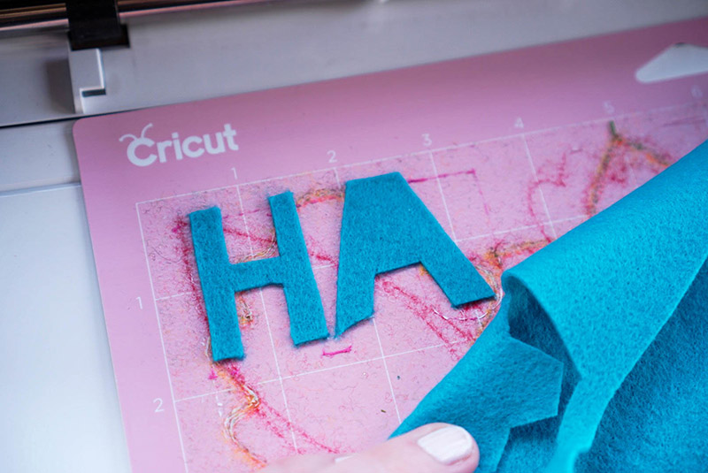 DIY No-Sew Valentine’s Day Wall Hanging Glue on the letters