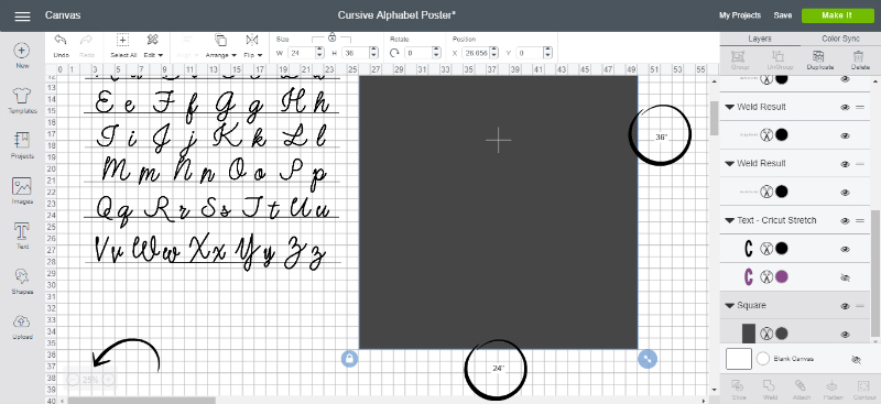 How to Create Projects Larger Than 12×24″: Giant Alphabet Sign Create your design for the giant alphabet sign