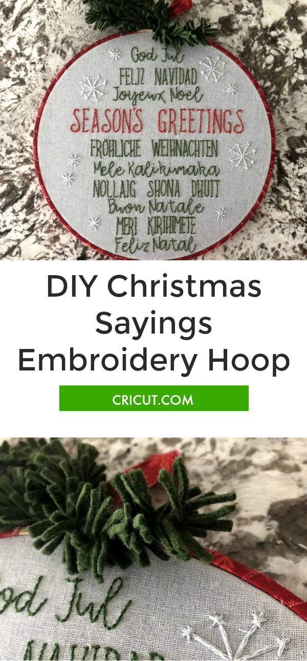8 Weeks to DIY Holiday Décor: Week 5 – Holiday Phrase Embroidery Hoop DIY Holiday Phrases Embroidery Hoop