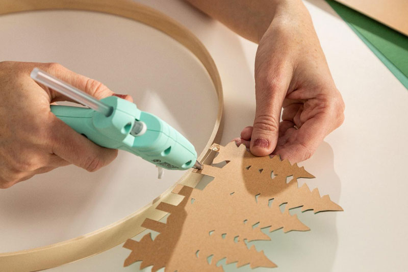 3: Attach the Design Elements to Wooden Hoops Cake Topper and Storybook Forest Cake Ring